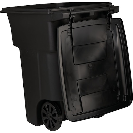 Toter 96 Gal. Black Outdoor Trash Can With Attached Lid & Wheels 79296-R2200