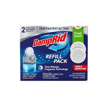 Damprid Drop-In Tab Moisture Absorber Refill, 15.8 oz Tablet, Solid, Fresh FG97FSSB