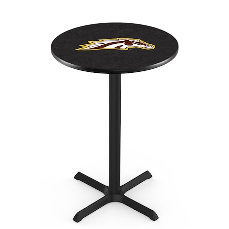 Holland Bar Stool Co 36" Blk Wrinkle Western Michigan Pub Table, 36" dia. Top L211B3636WestMI