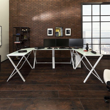 Walker Edison Furniture Walker Edison 23 in. X Frame Command Center Gaming Desk Station - White G2D51X29WH