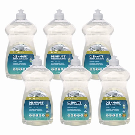 Ecos Pro Dishmate Manual Dish Liquid, Free and Clear, 25 oz Squeeze Bottle, 6PK PL97216CT