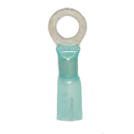 Hillsdale Terminal Ring Terminal, 1/4 in Stud Size, 14 AWG, 600 V, Crimp Termination with Heat Shrink, 250 PK 40114