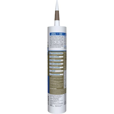 Ge Advanced Silicone Window & Door Sealant Brown 10.1 Oz. Cartridge 2813701