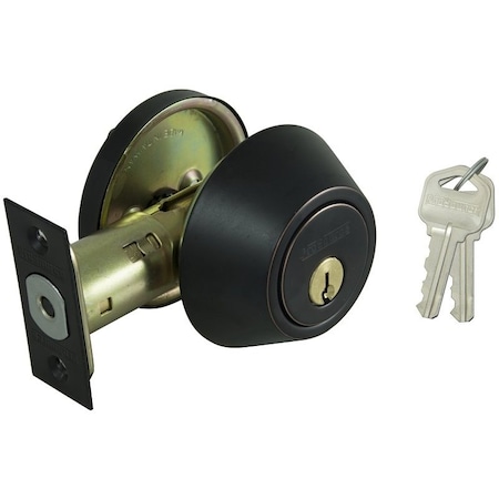 Prosource Deadbolt, 3 Grade, Aged Bronze, 2-3/8 to 2-3/4 in Backset, KW1 Keyway, 1-3/8 to 1-3/4 in Thick Door DBX1V-PS