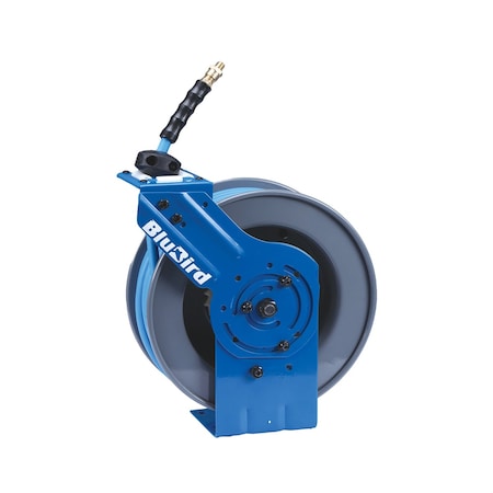 Blubird All-In-One Rubber Air Hose Reel 1/2 In. X 50Dual Arm  w/3' Lead-In-Hose. Includes Freestyle, Sshh BBRDA1250-AIO