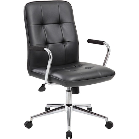 Boss B331 Modern Office Chair, Black Seat, 27" L 38-1/2" H, Handlebar, Vinyl Seat B331-BK