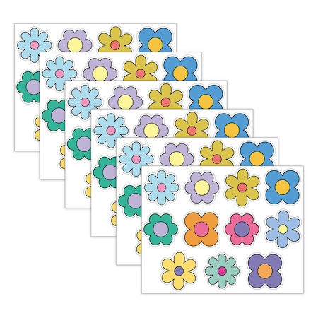 Carson Dellosa Happily Ever Elementary Retro Remix Flowers Cutouts, 36-Piece Set, 6PK 120656