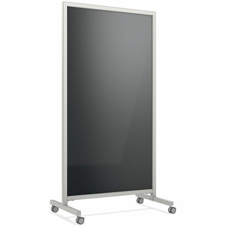 Ghent EZ Mobile Glassboard, Aluminum Frame, Non-Magnetic, 75''H x 38''W, Black EZ1NA7538BK