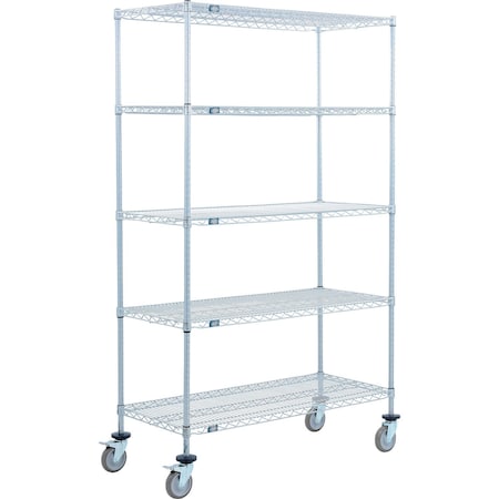 Global Industrial Nexel 5 Shelf Truck, Nexelate, 54"W x 24"D x 60"H, Polyurethane Swivel Casters, 2 Brakes B3156535