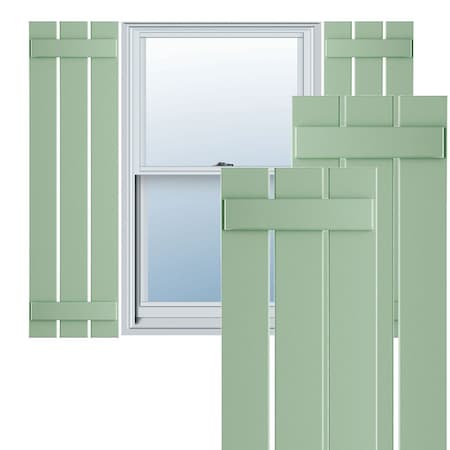 Ekena Millwork True Fit PVC, Three Board Spaced Board-n-Batten Shutters, Seaglass , 17 1/8W x 68H, PR TFP101SBF17X068SG