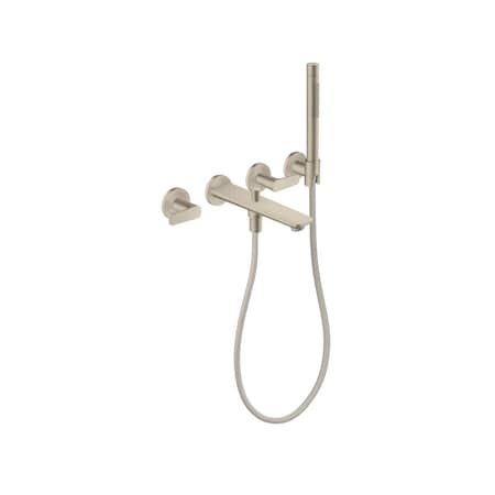 Axor Citterio C 3-Hole Wall-Mounted Tub Filler with 1.75 GPM Handshower and Holder in Brushed Nickel 49480821