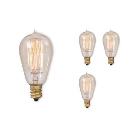 Bulbrite 25 Watt Dimmable Antique ST15 Nostalgic Thread Light Bulbs with Candelabra E12 Base, 4 PK 861370