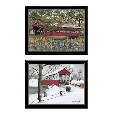 Homeroots Set Of Two Billy Jacobs Covered Bridge Collection III Black Framed Print Wall Art, 2PK 406204