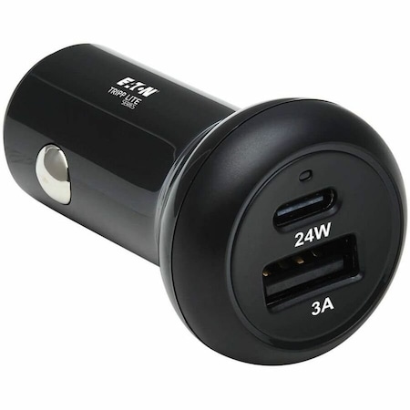 Tripp Lite USB CAR CHARGER DUAL-PORT 24W CHARGING USB C USB-A QC 3.0 BLACK U280-C02-24W-1B