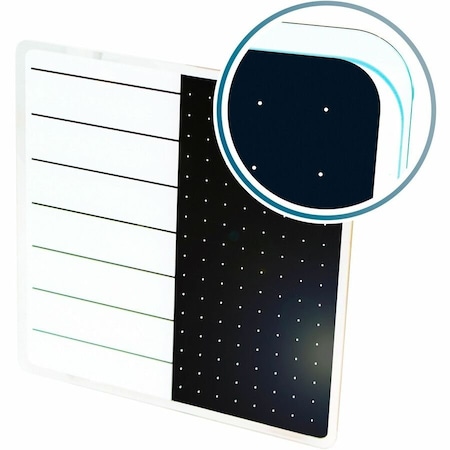 Floortex Board and wall fixing, 14 in, Tempered Glass Frame, White FCVGM1414WP
