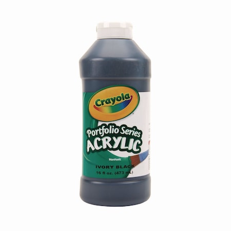 Crayola Portfolio Series Acrylic Paint, Ivory Black, 16 oz Bottle 20-4016-244