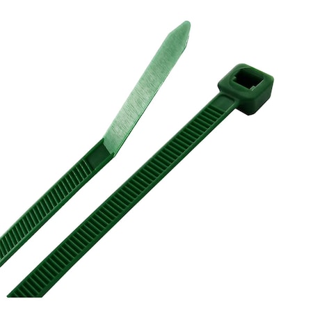 Steel Grip Cable Tie, 8 in L, 1.97 in Max Bundle Dia., Green, Polypropelene, 75 lb Strength, 100 PK 3004675