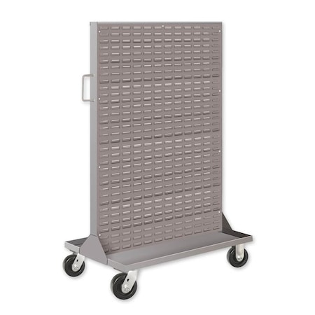 Pucel Portable Bin & Shelf Cart, Two Louvered Panels and Pegboard Panel, 36in W x 24in D x 61in H, Putty PBSC-2L-36P