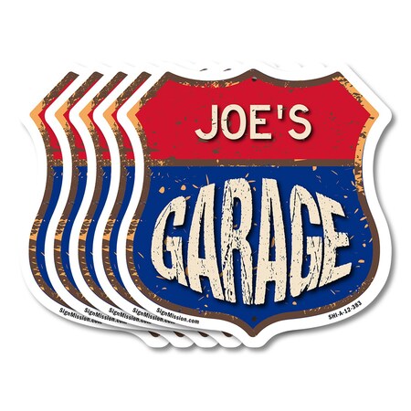 Signmission Joe's Garage, 12 inch X 12 inch, Aluminum Metal Sign, 5PK SHI-A-5Pack-12-383-JOE