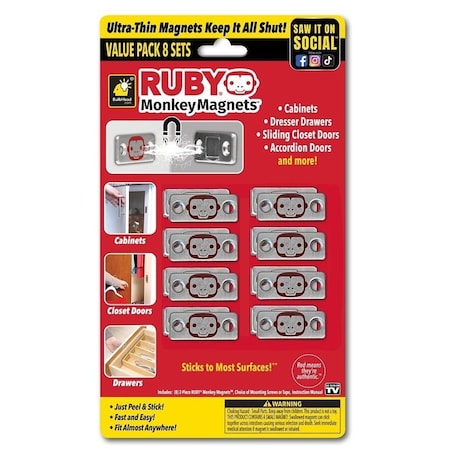 Telebrands Ruby Monkey Magnet, Iron, Red/Silver 16562-8