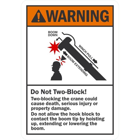Lyle Do Not Two-Block Could Cause Injury, 10x14, Non-Reflective, White G-1441-PL_10x14