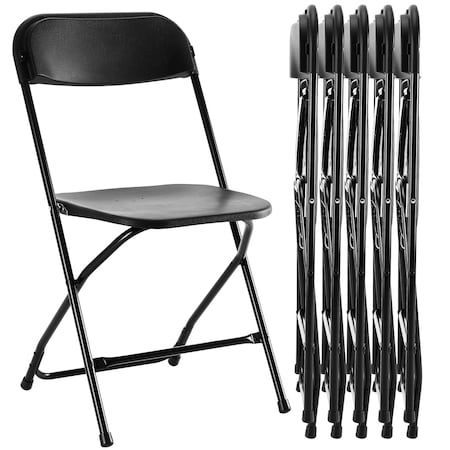 Homeroots Set of Six Black Metal Outdoor Folding Stacking Dining Chairs, 6PK 639953