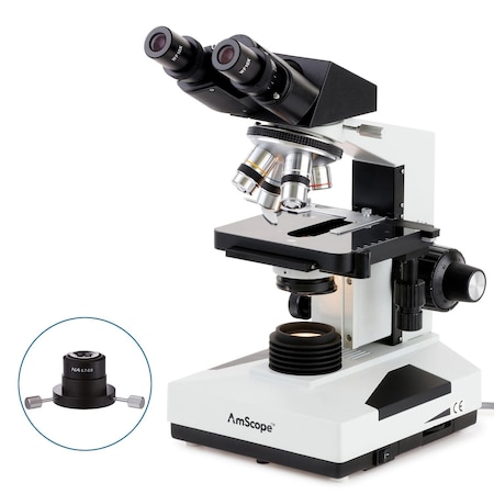 Amscope B490 Biological Darkfield Binocular Compound Microscope 40X-2500X w/5.3MP USB 2.0 C-mount Camera B490C-DK-5MBI