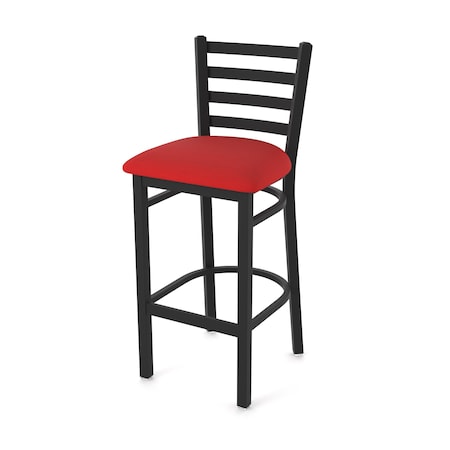 Holland Bar Stool Co 25" Stationary Counter Stool, Black Wrinkle, Canter Red Seat 40025BW011