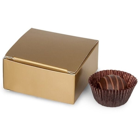 Nashville Wraps Matte Gold Candy Truffle Boxes, 2-5/8x2-3/4x1-1/4, Holds 4, 50PK TC4GO