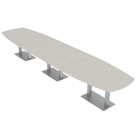 Skutchi Designs Arc Boat Conference Table, 45 in W, 144 in L, Ivory HAR-ABOT-48x144-DOU-K458