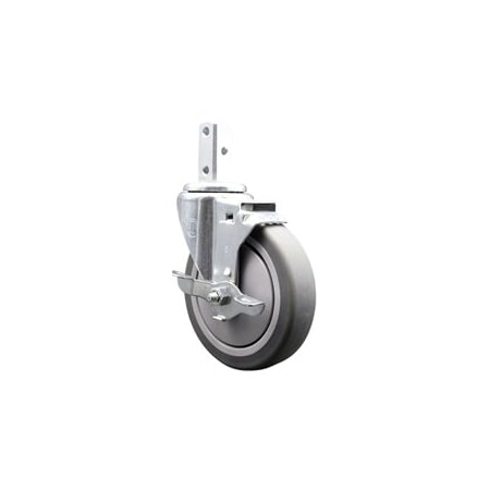 Service Caster 5 Inch Thermoplastic Rubber Wheel Swivel 7/8 Inch Square Stem Caster with Brake SCC-SQ20S514-TPRB-TLB-78
