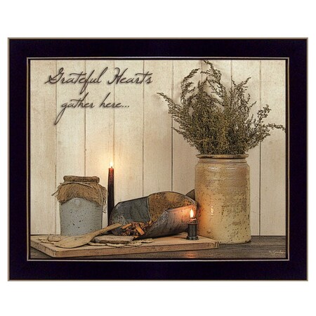 Homeroots Grateful Hearts 3 Black Framed Print Wall Art 415273