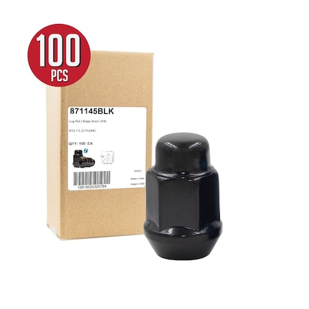 Coyote Wheel Accessories LUG NUTS, Steel, 1.38 in, 60 Degree Conical Bulge 871145BLK