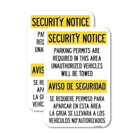 Signmission Parking Permits Are Required in This Area, Unauthorized, 18'' X 24'', Heavy Gauge Aluminum, 2PK A-1824-2PACK-22969