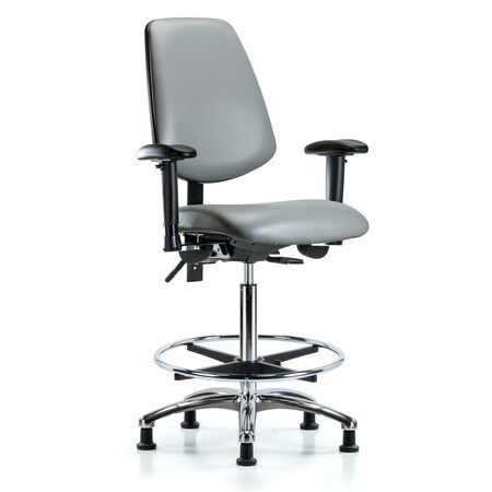 Blue Ridge Ergonomics Vinyl Chair, Vinyl, Adjustable Arms BR-VHBCH-MB-CR-T0-A1-CF-RG-8840