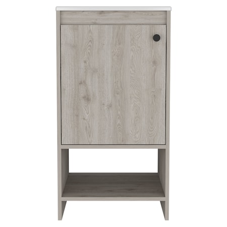 Homeroots 18" Light Gray Wood Freestanding Bathroom Vanity With White Sink 543625