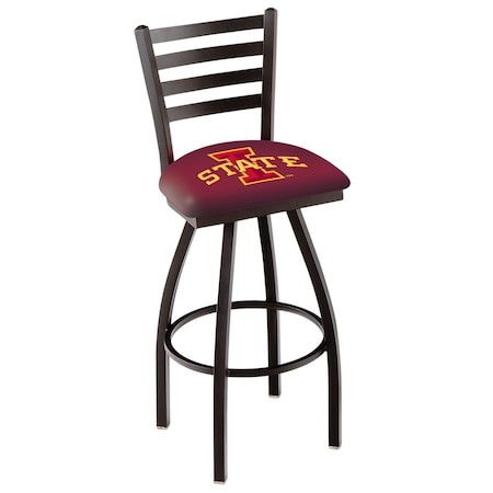 Holland Bar Stool Co 25" Blk Wrinkle Iowa State Swivel Bar Stool, Ladder Back L01425IowaSt