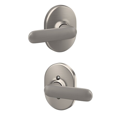Schlage Residential Davlin Lever Remsen Rose Passage Lock with 16080 Latch and 10027 Strike Satin Nickel Finish F10DAV619RMN