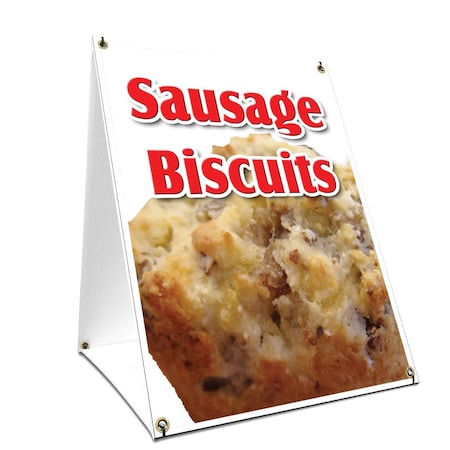 Signmission Sausage Biscuits, 36 Inch x 24 Inch A-frame Yard Sign, Plastic Sign SBC-2436-Sausage Biscuits