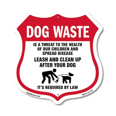 Signmission Dog Poop Shield Sign Dog Waste Is A Thre, 12 Inch X 12 Inch, Aluminum Metal Sign SHI-A-12-374