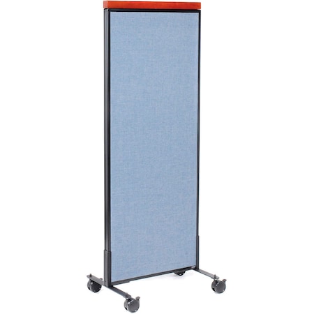 Global Industrial Interion Mobile Deluxe Office Partition Panel, 24-1/4"W x 64-1/2"H, Blue 694965MBL