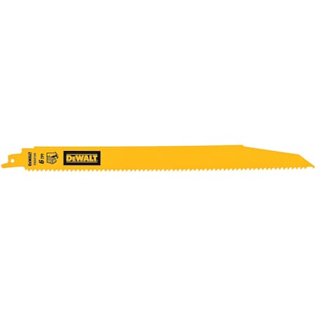 Dewalt Reciprocating Saw Blade, L:12, TPI:6, PK5, Tapered DWAR106