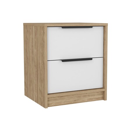 Homeroots 19" White Wood Two Drawer Nightstand 543654