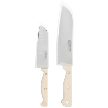 Martha Stewart Everyday Keswick 2 Piece Santoku Knife and Sheath Set in Linen 141040.02