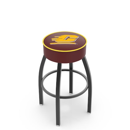 Holland Bar Stool Co 30" Central Michigan Cushion Seat, Blk Wrinkle Base Swivel Bar Stool L8B130CenMic