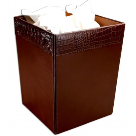 Tinkertools Crocodile-Embossed Leather Square Waste Basket TI890938