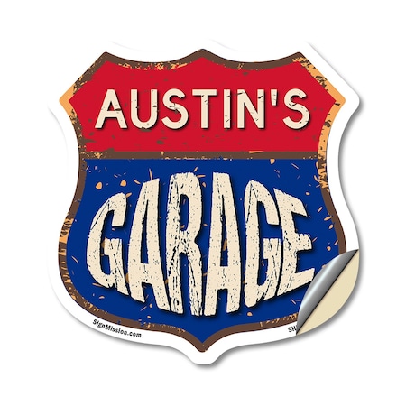 Signmission Austin's Garage, 18 Inch X 18 Inch, Vinyl Decal SHI-D-18-383-AUSTIN