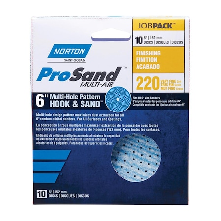 Norton Co ProSand Multi-Air Cyclonic 6 in. Ceramic Hook & Loop Sanding Disc, 220 Grit, 10PK NO5860