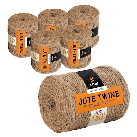 Xpose Safety 3 Ply Jute Twine 150Ft, 6PK 3PJT-150-6-X-S