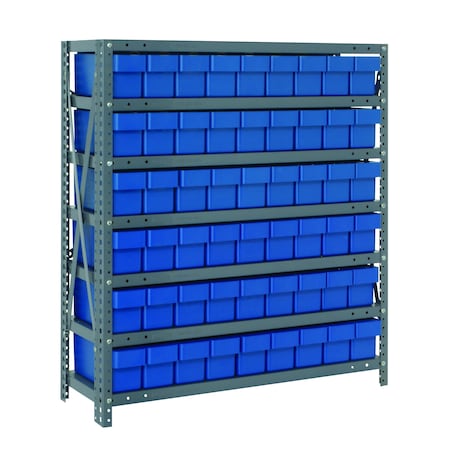 Quantum Storage Systems 7 SHELF OPEN UNIT W/54 BLUE BINS 1839-604BL